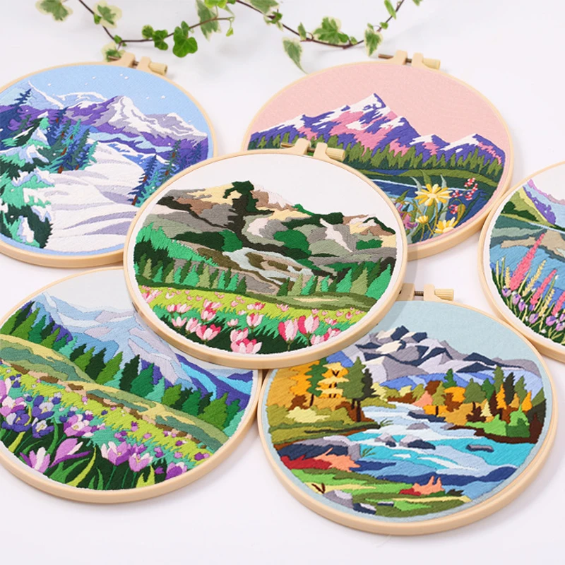 Landscape Embroidery Kits Stamped Pattern Scenery Cross Stitch for Adults