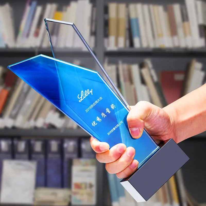 Customized Crystal Trophy, Glass Color Printing, Sports Event, Company Award, Home Decoration, Collectible Trophy, New