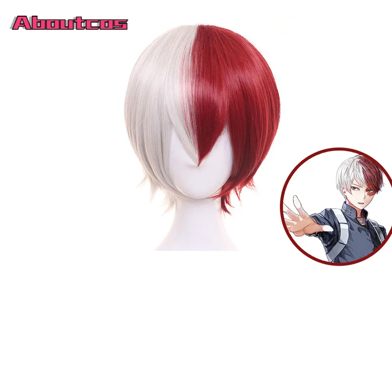 

Anime My Hero Academia Boku no Hiro Akademia Shoto Todoroki Shouto White And Red Cosplay Wig Halloween Carnival Party Wigs Gift