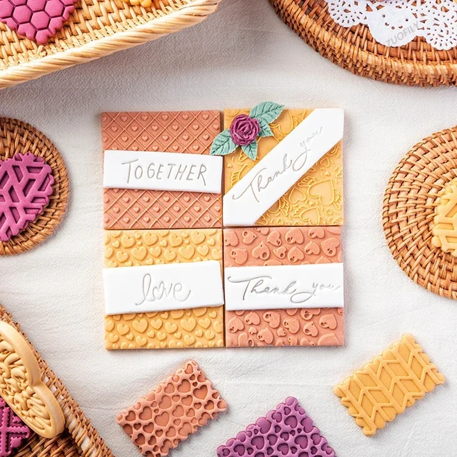 Acheter Bricolage géométrique amour motif Cookie gaufreur anglais lettre  Fondant Biscuit moule 3D gaufrage moule