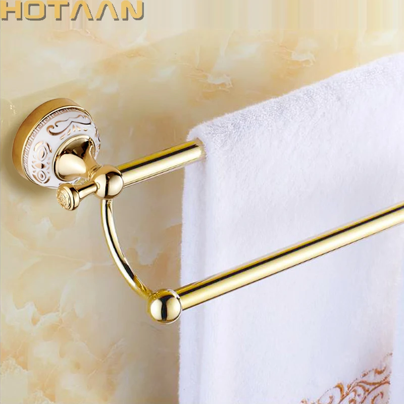 (24",60cm) Double Towel Bar With Ceramic Gold Finish/Towel Holder,Towel Rack,Bathroom Accessories . YT-10298