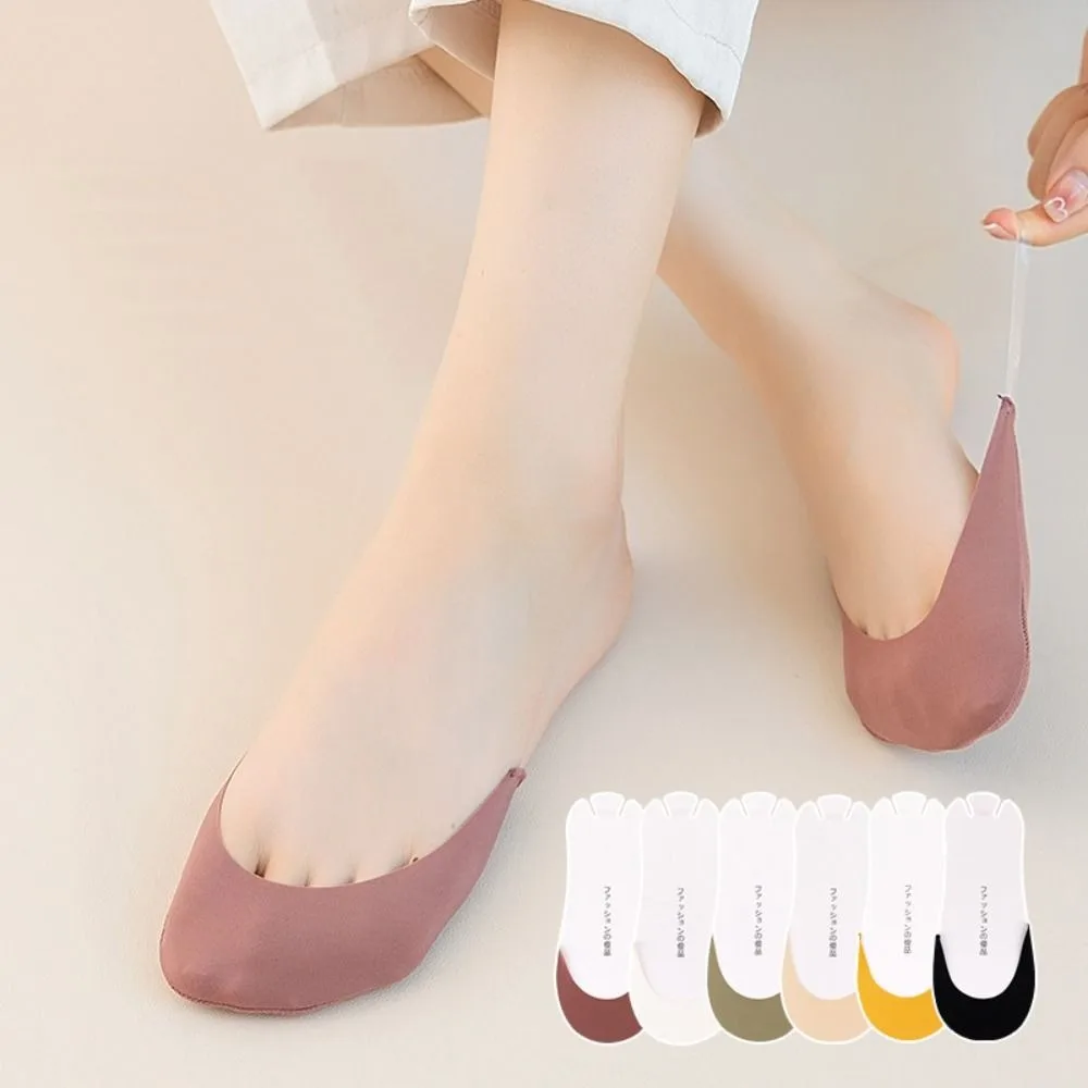 여성용 부드러운 코튼 하이힐 양말, 뒤꿈치 없는 패션, 미끄럼 방지 보이지 않는 양말, 하프 팜 통기성 보트 양말, 5 켤레