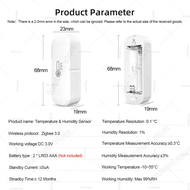 ZigBee Temperature Humidity Sensor Intelligent Home Hygrometer Real-time Monitoring Work With Alexa Amazon Google/Home Assistant 6