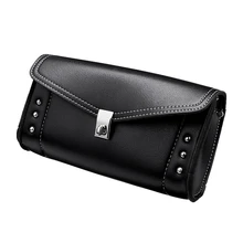  Motorcycle Leather Windshield Bag Windscreen Studded Pouch For Touring Road King Street Glide 1995-2022 Softail Storage Tool Bag 