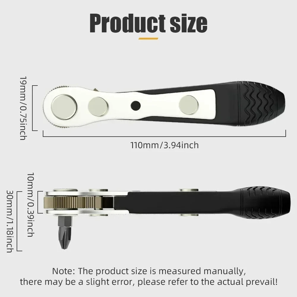 Hexagon Ratchet Spanner 1/4 Inch Mini Hex Quick Release Socket Repair Wrench Bidirectional Control Double Head Screwdriver Drill 6