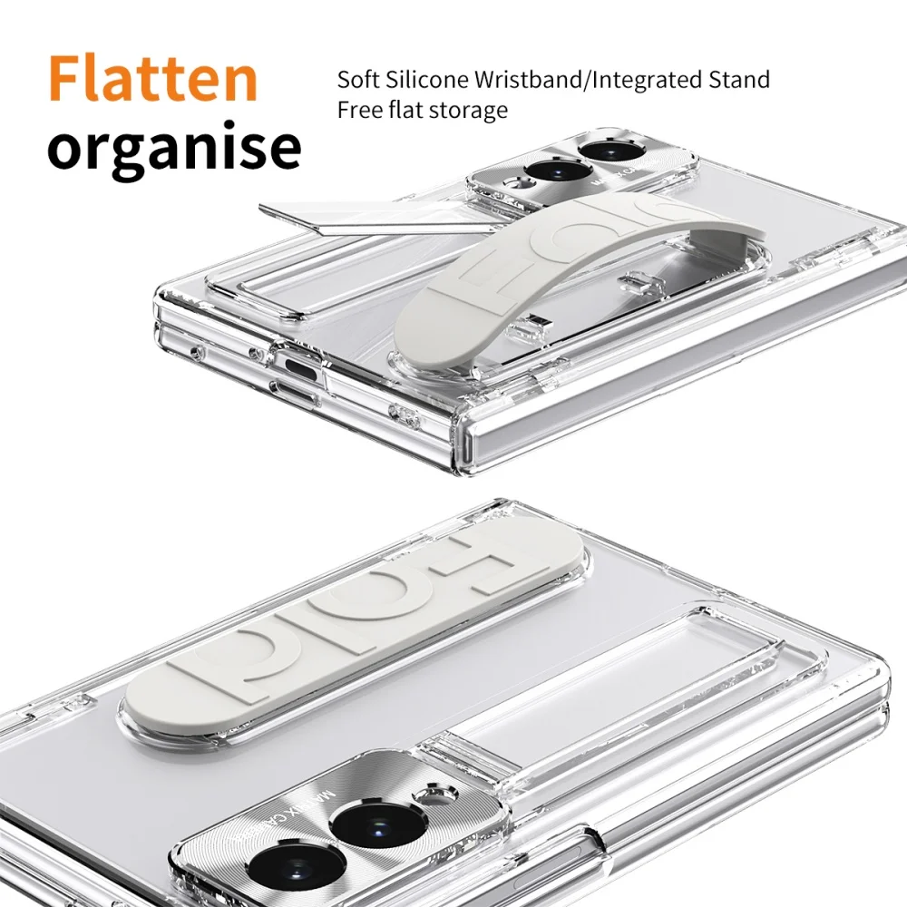 Portable Silicone Wrist Strap Case with Glass Film Protection and Stand Feature