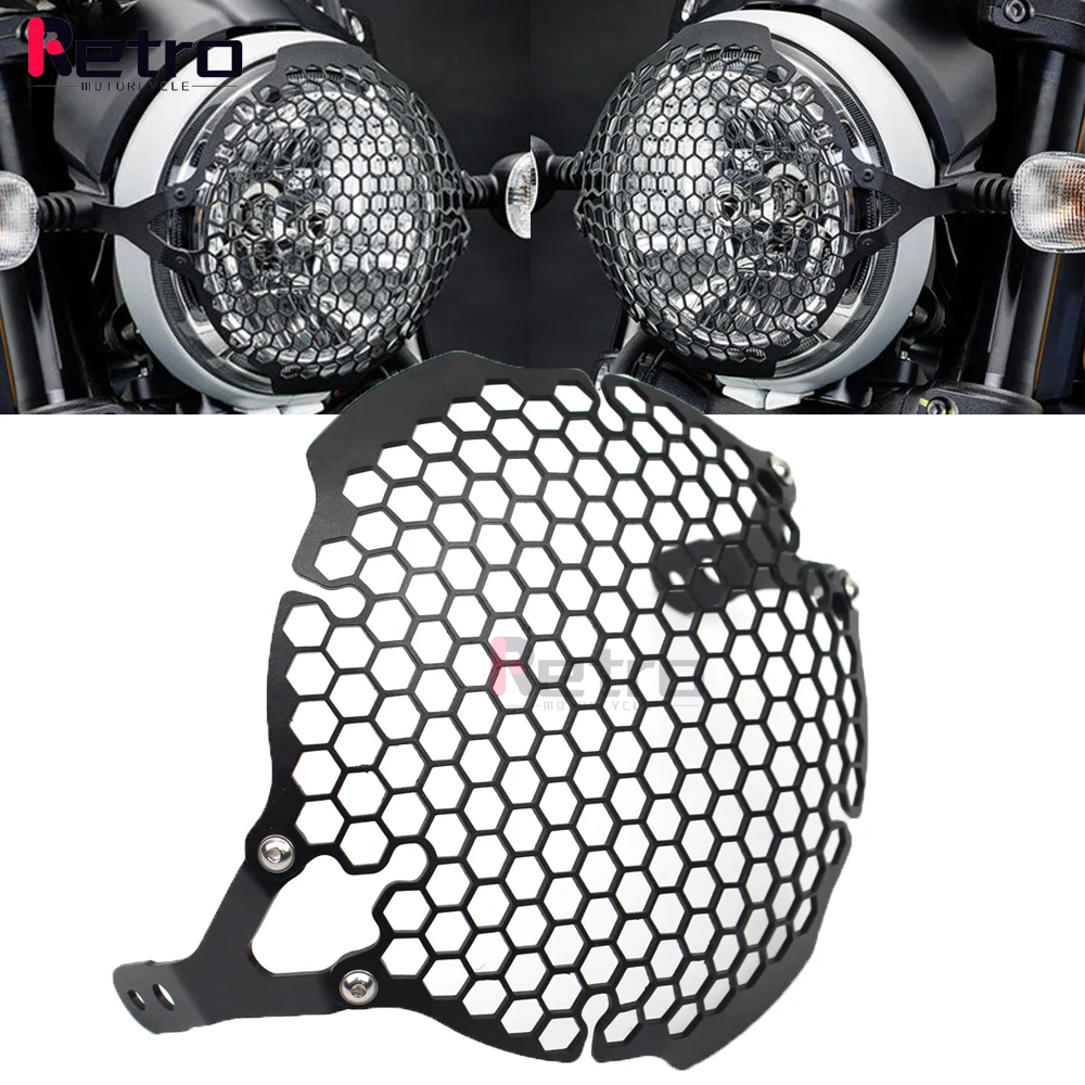 Motorcross Headlight Guard Grille Head Light Lamp Grid Cover Per Ducati Scrambler Icon 2015 2016 - 2022 Icon Dark