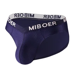 Men's Breathable Mesh Briefs with U - Pouch and High Elastic Waistband - 5 Color Options, Tag - Free Comfort - 3XL (BLUE)