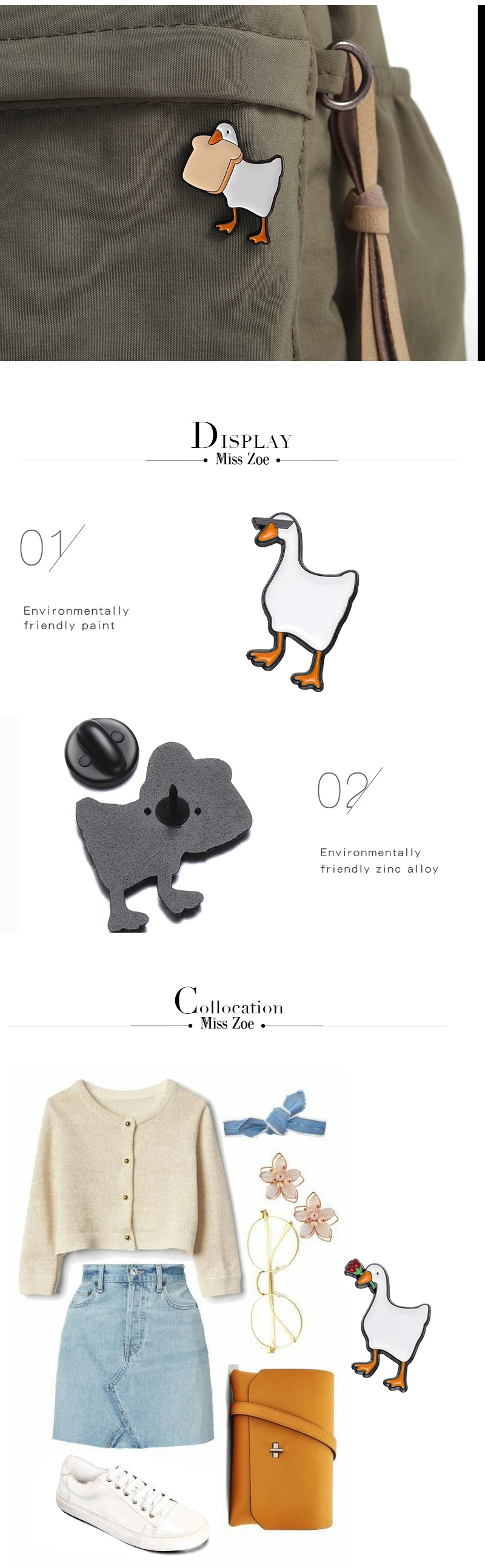 Gans-Spiel-Emaille-Anstecknadeln, individuelle Mess With The Honk You Get The Bonk-Broschen, Anstecknadeln, Cartoon-Tier-Schmuck, Geschenk für Freunde – Detail 3