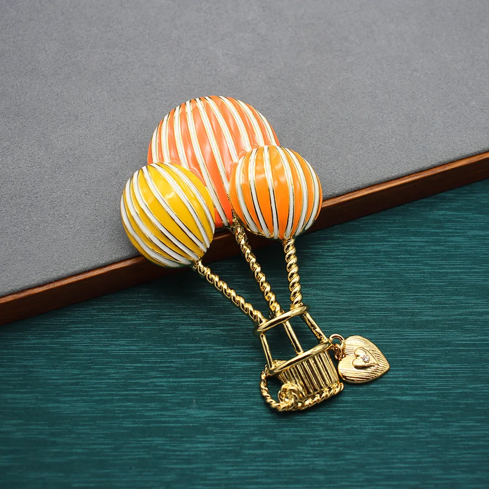 European and American exaggerated color hot air balloon brooch