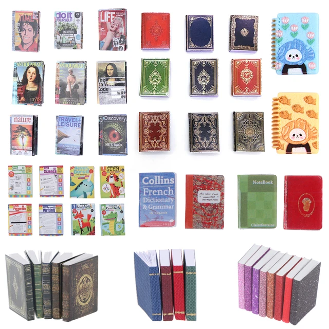 20Pcs 1:12 Scale Miniatures Dollhouse Books Assorted Retro Vintage Mini  Books - AliExpress