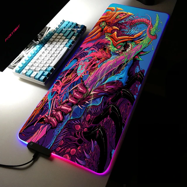 Dimenmail.com-Grand tapis de souris de jeu Monster RGB, LED, polymères de  souris Gamer Moudescriptif