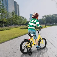 Vélo pour enfants de 16 pouces avec roues d'apprentissage, siège et guidon réglables, double frein - Acier au carbone, capacité de 132 lb 6