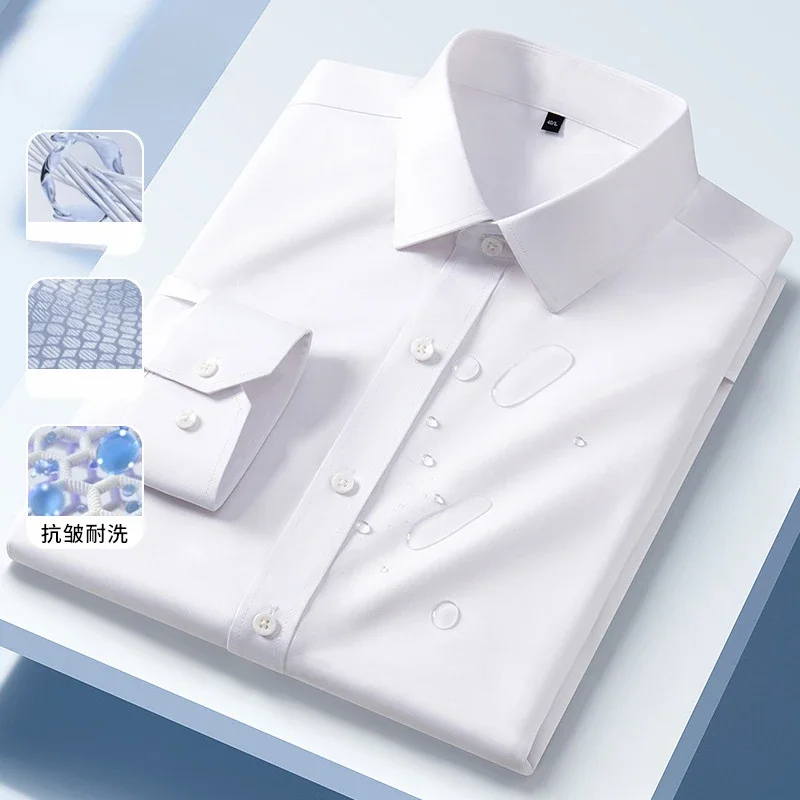 قميص طويل الأكمام من الحرير الجليدي للرجال ، قميص...