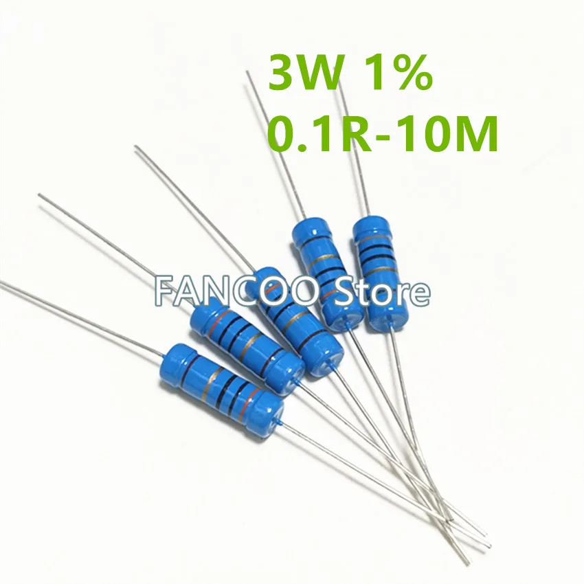 Resistor de película metálica, 50 unids/bolsa, 3W, 1%, 11K-100K, 11K, 12K, 13K, 15K, 16K, 18K, 20K, 22K, 24K, 27K, 30K, 33K, 36K, 39K 43K 47K 51K 56K 62K 68K 75K