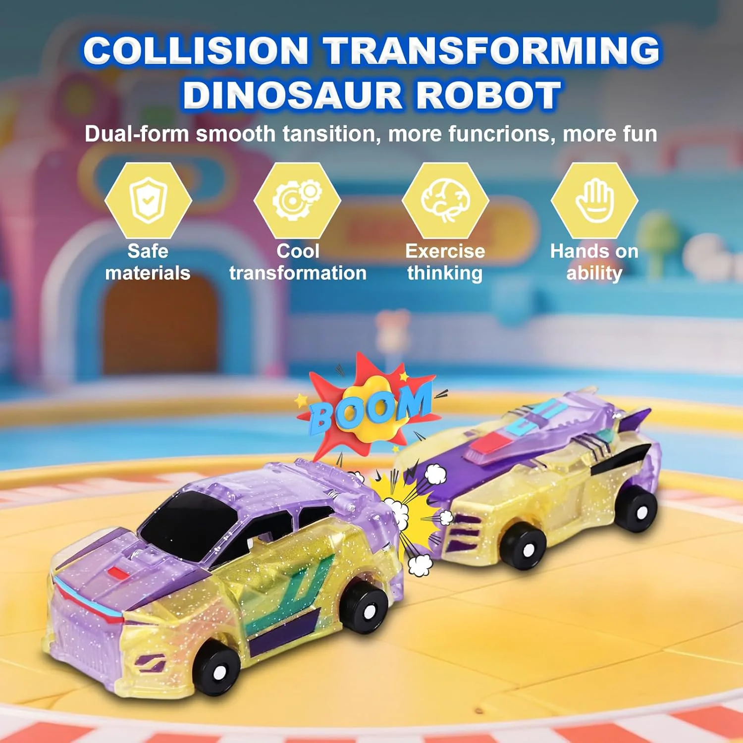 Magnetic Transforming Car Toy - Unicorn Dinosaur Combo for Kids