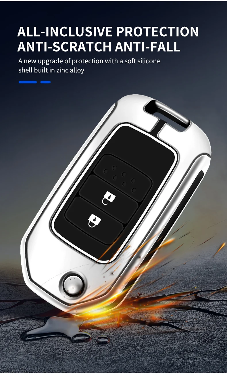 Custodia per chiave a distanza per auto in metallo Shell Fob per Honda Civic CRV CR-V HRV Accord Crider Odyssey Fit Pilot Protector Bag accessori - S35ed0ef65f68426cb770febe44612e84n
