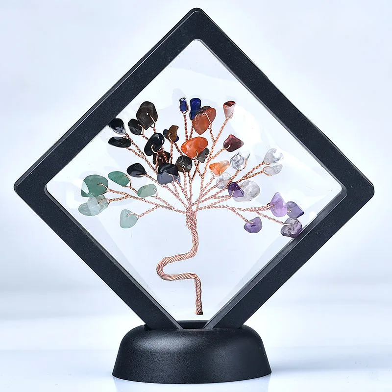 

Gems Lucky Tree Home Decor Natural Mineral Tree Of Life Black Frame Fengshui Art Crafts Colourful Gifts Livng Room Decor 1 Piece