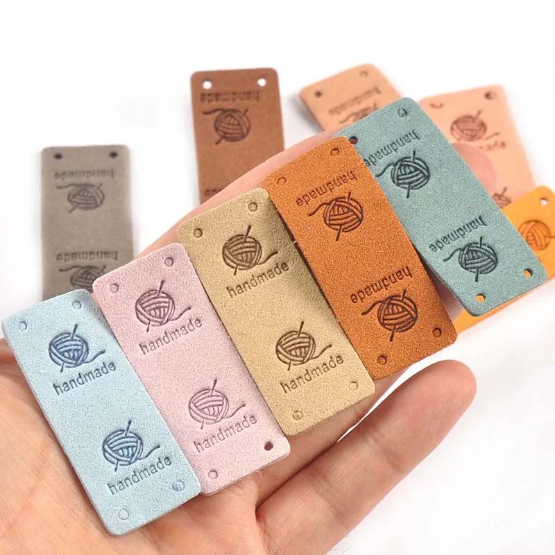 Multicolor Cute Wool Ball Pattern Embossed Labels for Clothing Supplies Sewing Accessories DIY Crafts Garment Tags 20Pcs 2x5cm