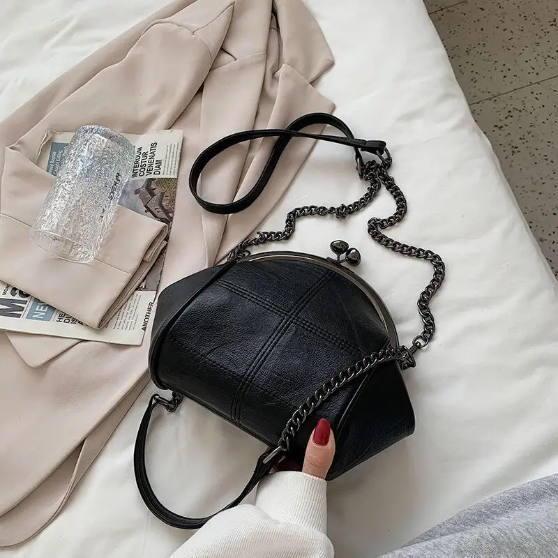 New Shell Bags Female Shoulder Bags Fashion Leisure Trend Commuter Retro Chain Bag Advanced Sewing Thread Women's Crossbody