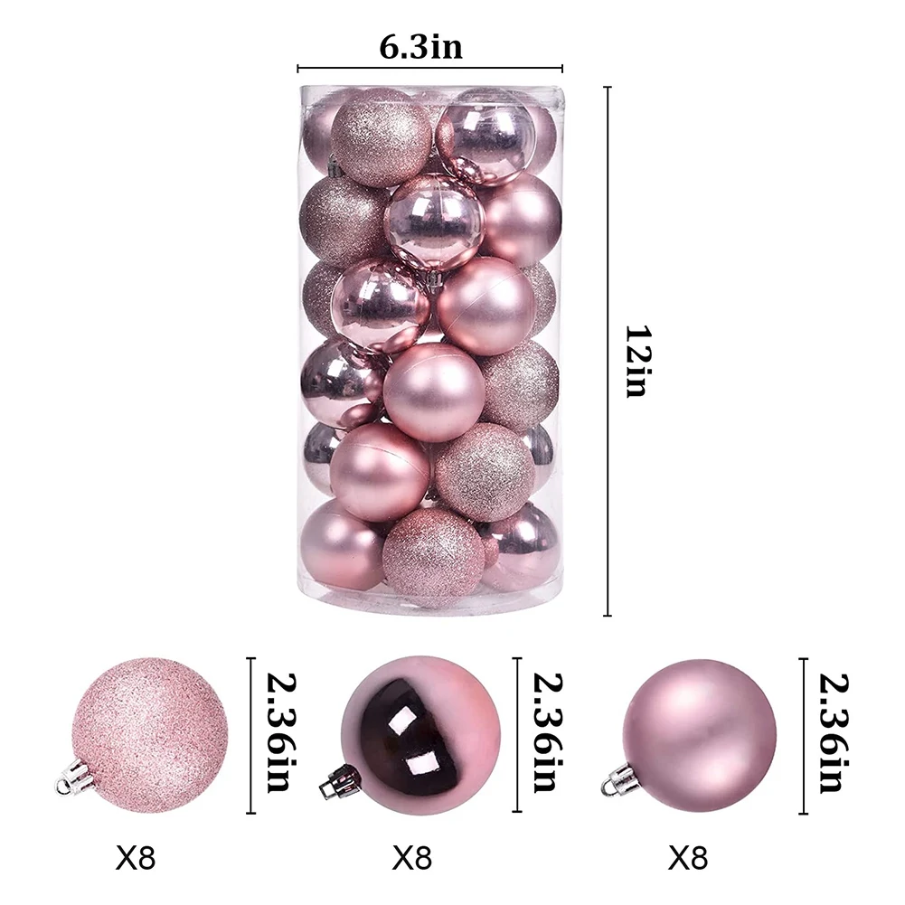 Description Picture 3 of itemColored Christmas Balls Decoration Living Room Garden Ornaments Mini Glitter Ball Door Wall Xmas Tree Decor Supplies 24 Pack Set