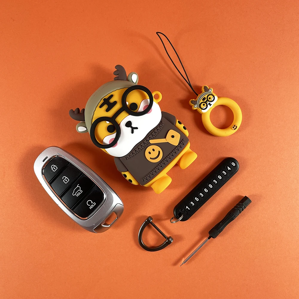 جرابات مفاتيح سيارة من الكرتون النمر ، أغطية مفاتي...