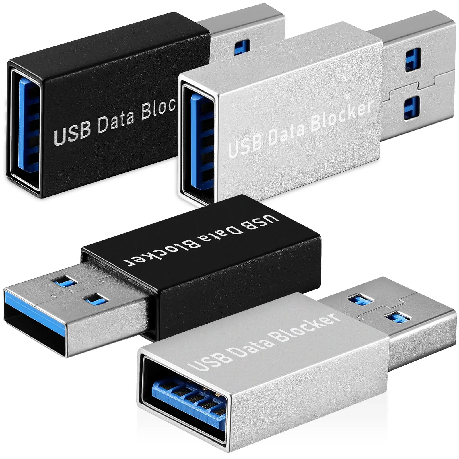 

4Pcs USB Data Blocker Refuse Hacking Secure Charging USB Adapter For Mobile Phones Tablets Laptops Data Transfer Adapter