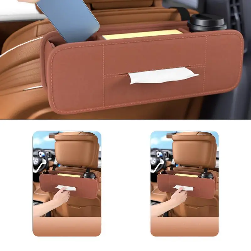 

Car Back Seat Organizer Backseat Storage Bag Car Rear Seat Hanging Storage Bag Leather Car Seat Storage Box Car Travel Accessor