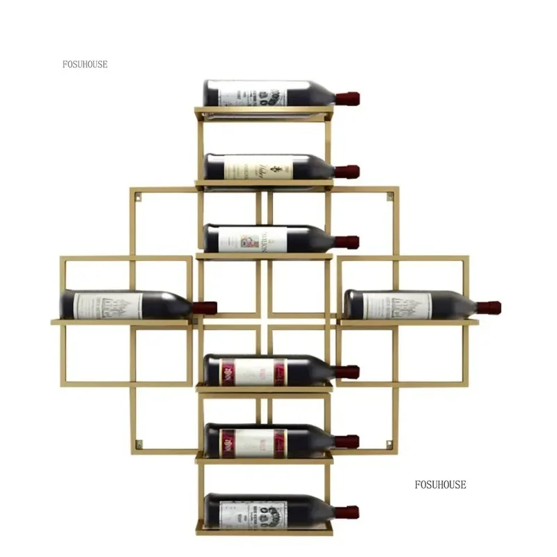 Industrial Showcase Wall Wine Rack Alcohol Drink Shelf Decor Commercial Shelves Red Wine Display Cabinets Bar Furniture
