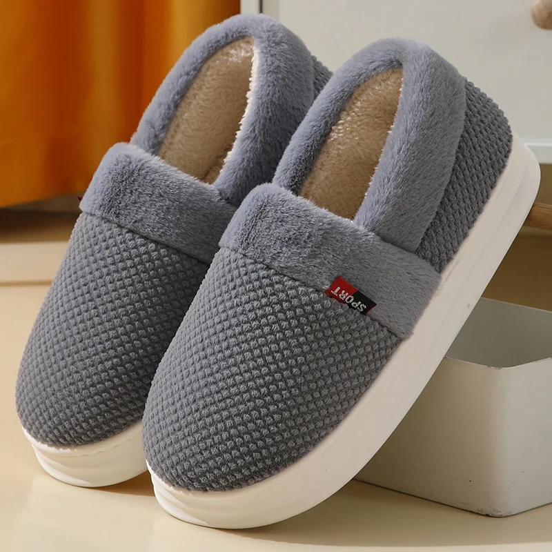 2023 Winter New Cotton Shoes Warm Platform Women Men Home Slippers Mom Dad Indoor Non-slip Plush Slippers Comfort Furry Slides