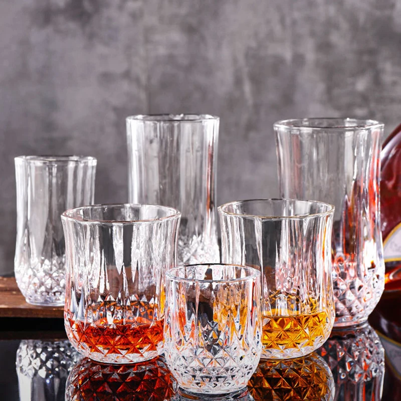 85ml/215ml/310ml/250ml/360ml Collins glass whiskey cups diamond relief bottom beverage cup