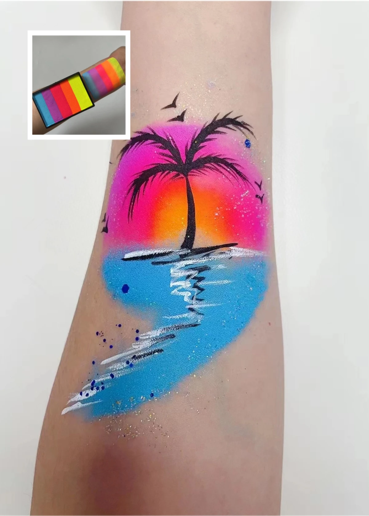 Wholesale 50g Rainbow Split Cake Pastel Water Activated Eyeliner Face Painting Body Art Paint Holiday Make Up (free sponge) 6