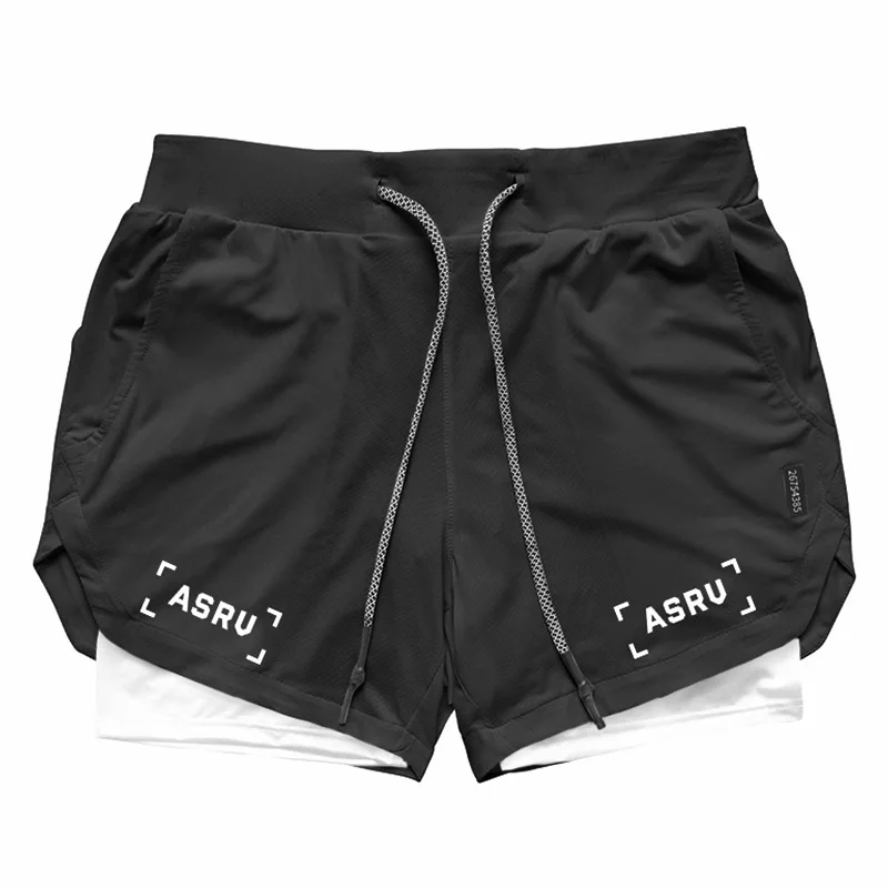 남성용 여름 퀵 드라이 러닝 캐주얼 반바지, 스포츠 조깅 헬스장 피트니스 반바지, 트레이닝 오버사이즈 하의 M-5XL, 2 in 1