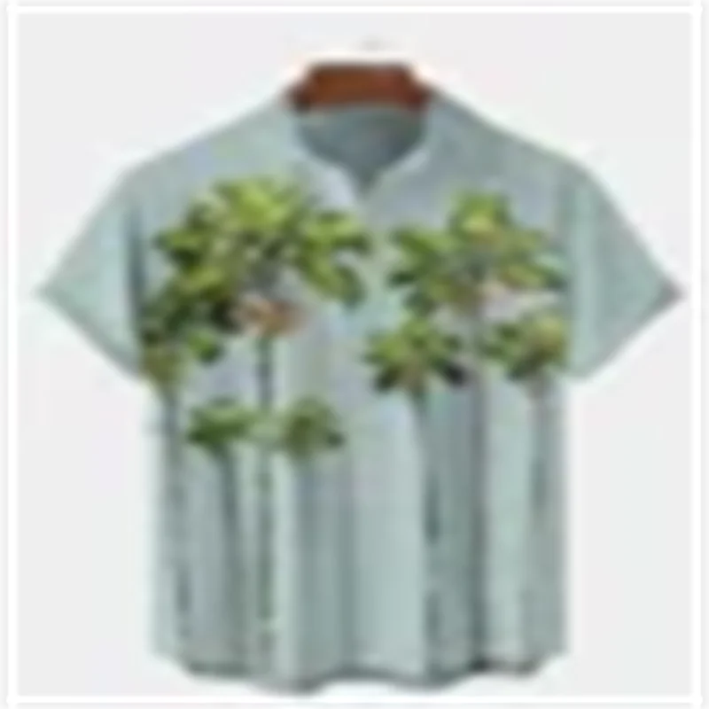 Hawaii 3D Oil Painting Geometric Print Short Sleeve Tops Men's Fashion Clothing Casual Shirts Beach Vacation