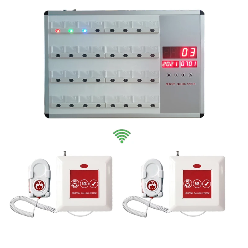 

Ycall Wireless Call Bell for Elderly Patient SOS Panic Button System 1 Display Board 32 Buzzers