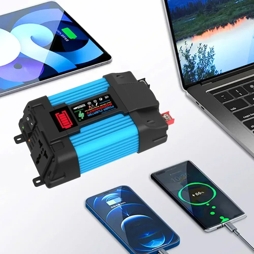 6000W 피크 자동차 인버터 컨버터 LED 전압 용량 표시 변압기 컨버터 12V220V/110V 듀얼 USB 인버터 자동차 가전제품