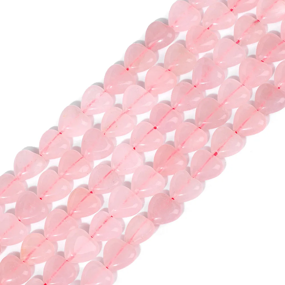 

Natural Rose Quartzs Loose Beads Love Heart Shape Stone Charm Beads Reiki Healing Yoga Beads for Women Jewelry Making Handmade