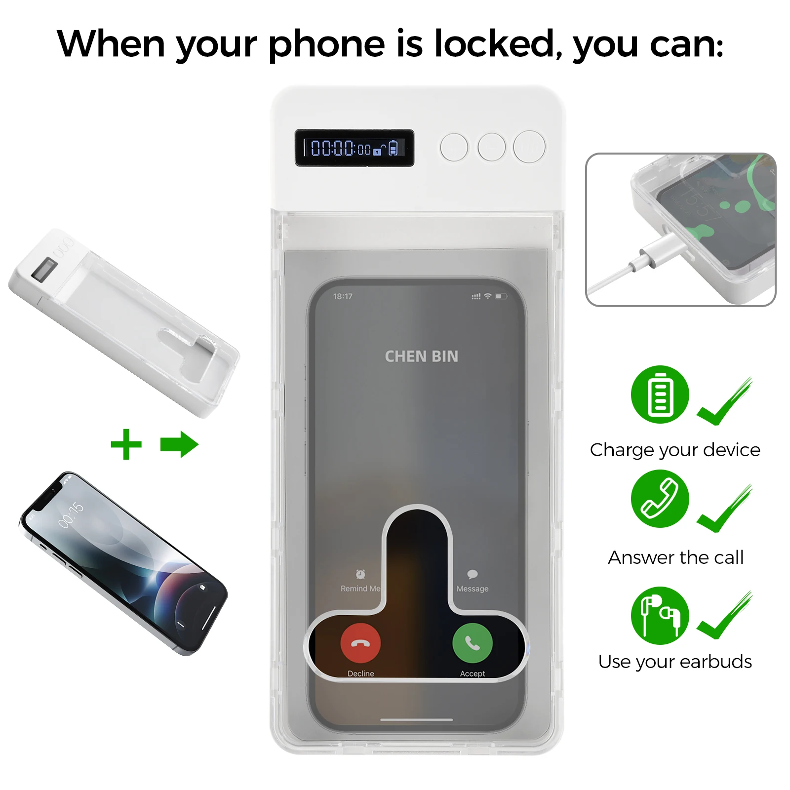 New Smart Phone Lock Box Portable Mobile Phone Safe Locking Case Self-Discipline Cell Phone Timed Lockbox ﻿for  Children Student