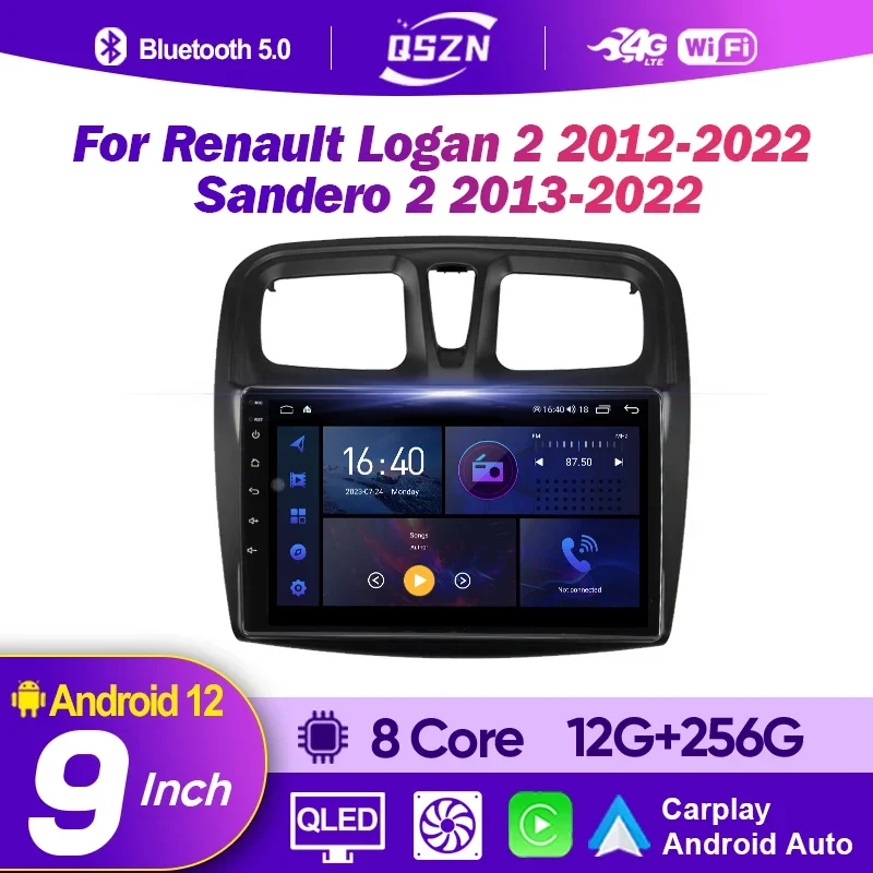 

QSZN Android 12.0 Car Radio Multimidia Video Player For Renault Logan 2 2012 - 2022 Sandero 2 2013 - 2022 Navigation GPS Carplay