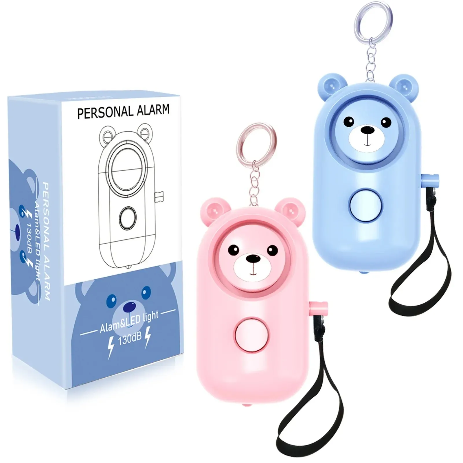 

Self Defense Alarm 130DB Personal Siren Ring With Led Light Keychain Safety Alarm Bear Style Emergency Alarms 호신 용품