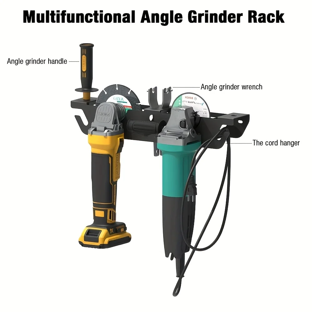 Angle Grinder Holder -2/3 Bay with Cord Hanger, Wall mount Bracket for Cutters Polishers, Garage and Workspace 5