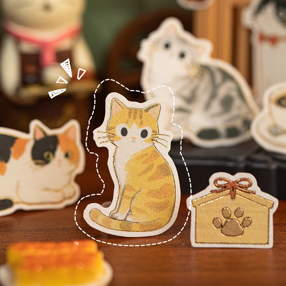 Adorable Cat Pattern Handmade Collage Photo Frame Stickers with Hot Stamping Design