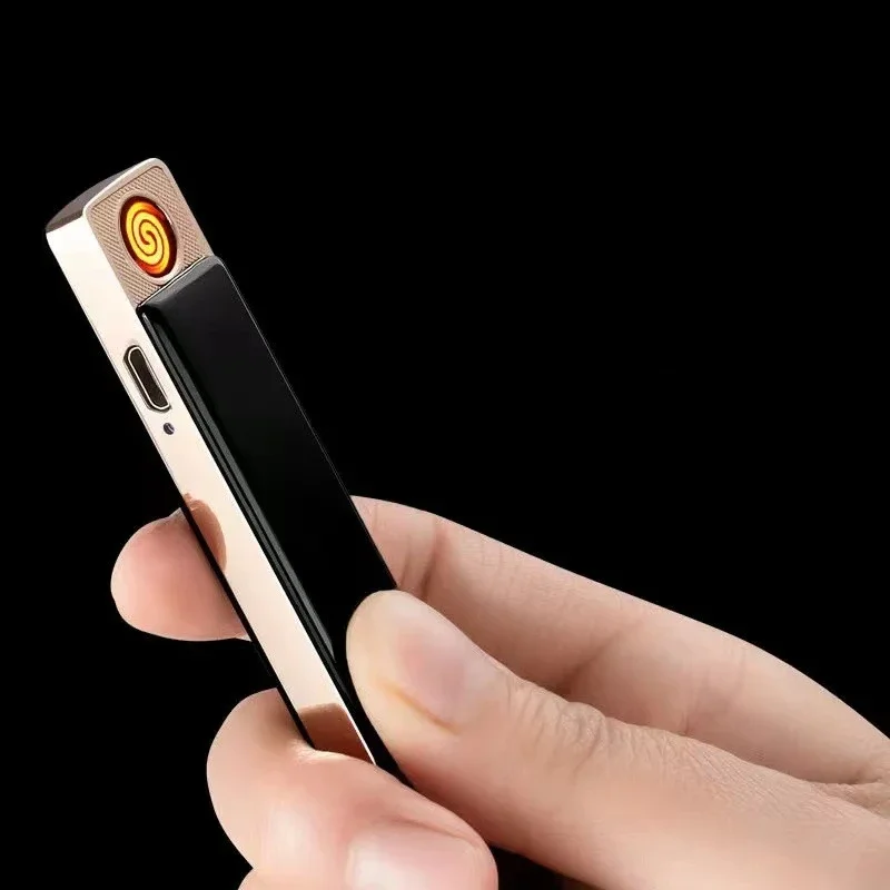 

Thin Metal USB Tungsten Wire Lighter Charging Windproof Small Electronic Cigarette Lighter for Men's Smoking Accessories