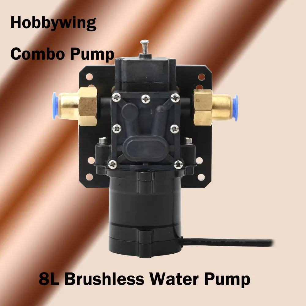 

Hobbywing 8L Brushless Water Pump Combo Pump 10A 12S 14S V1 Sprayer Diaphragm Pump for Plant Agriculture UAV Drone