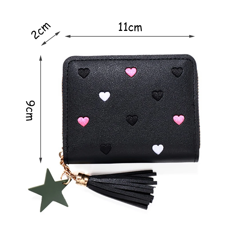 Geestock Women Tassel Wallet Ladies Small Mini Coin Purse Wallets Short Zipper Credit Card Holder for Cute Female Purses Wallet