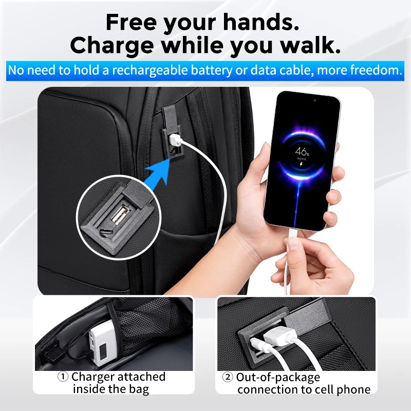 FENRUIEN Business USB Charge Laptop Men Backpack Waterproof 35L Multi-Pocket Trip Travel Backpacks 4