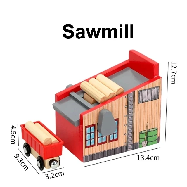 Wooden Railway Track Accessories Set with Bridge and Tunnel