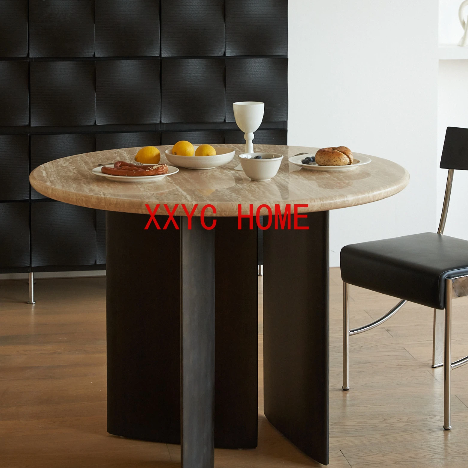 

Linglong Cave Stone round Table Leisure Home Quiet Style Solid Wood