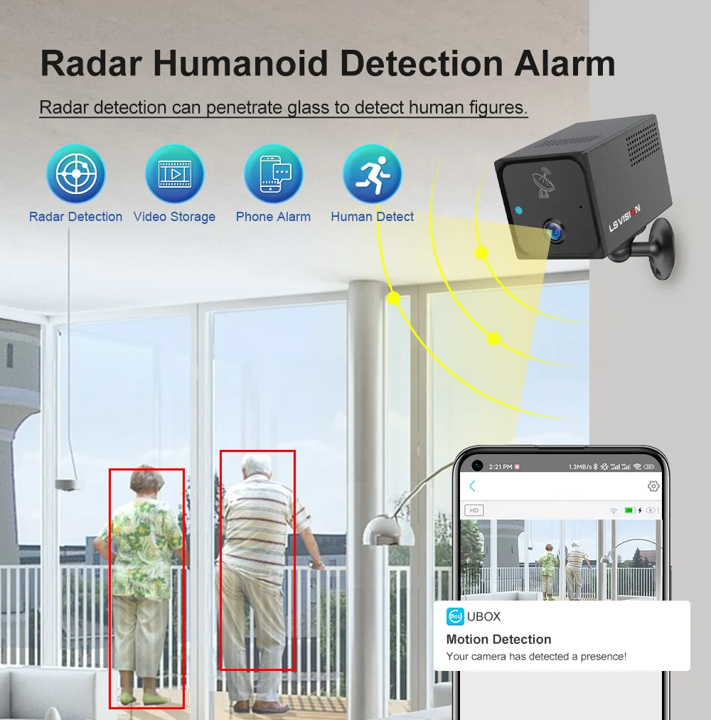 4MP 4G/WiFi Mini Camera Indoor Surveillance Camera Radar Motion Detection Alert