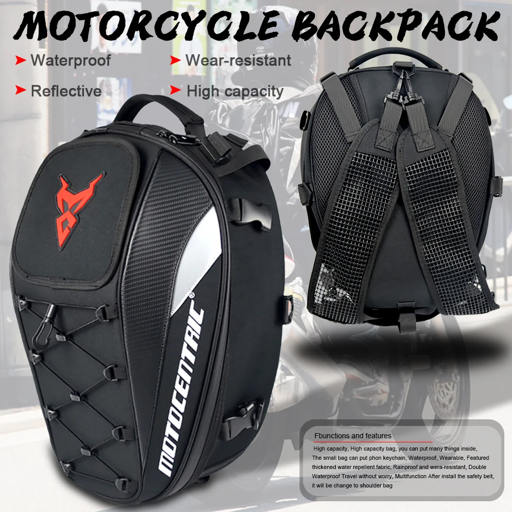 Sac à Dos Voyage Moto étanche Sac à Dos Moto étanche HYC00 - Porte-casque - Réfléchissant - 17" Ordinateur - Voyage Sac à Dos Pour Motard